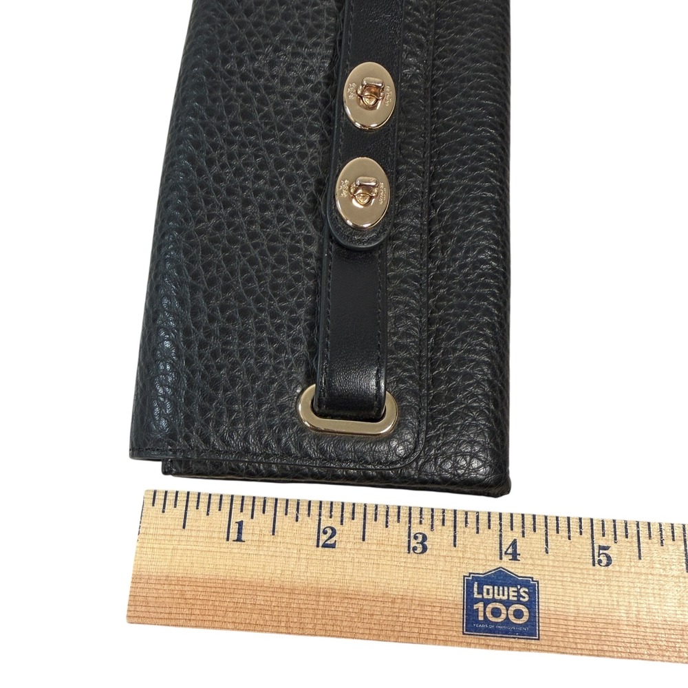Coach Black Pebble Bubble Leather Double Turnlock Wallet Clutch Black Gold 53425 - Picture 7 of 8